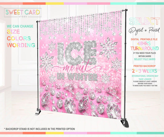 Ice Me Out backdrop, Winter Wonderland Snowflakes party backdrop, Winter Onederland Backdrop, Winter Snow Snowflakes backdrop banner decor