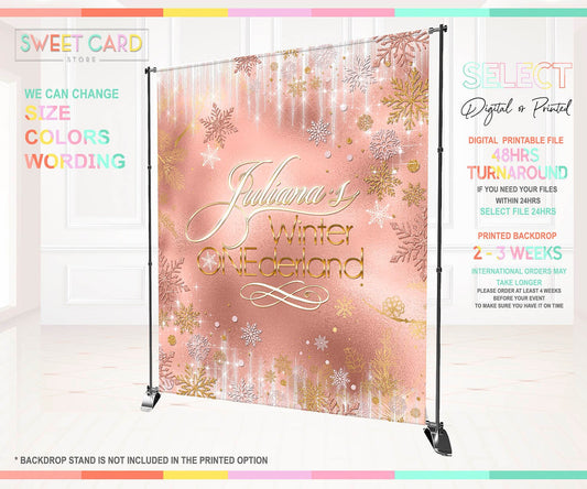 Winter Wonderland Snowflakes party backdrop, Winter Onederland Backdrop, Winter Snow Snowflakes backdrop, winter decor, printed or digital