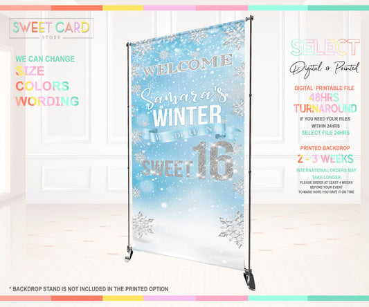 Winter Wonderland Snowflakes party backdrop, Winter Onederland Backdrop, Winter Snow sweet 16 Snowflakes backdrop, winter wonderland decor