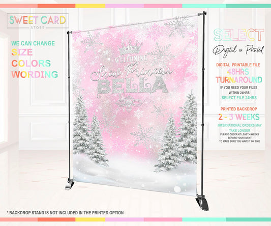 Winter Wonderland Snowflakes party backdrop, Winter Onederland Backdrop, Winter Trees Baby shower backdrop, winter wonderland baby Shower