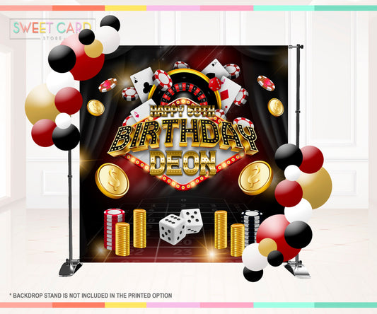 CASINO VEGAS BACKDROP. casino party backdrop, casino birthday backdrop, casino banner decor, casino backdrop 50th 40th 60th