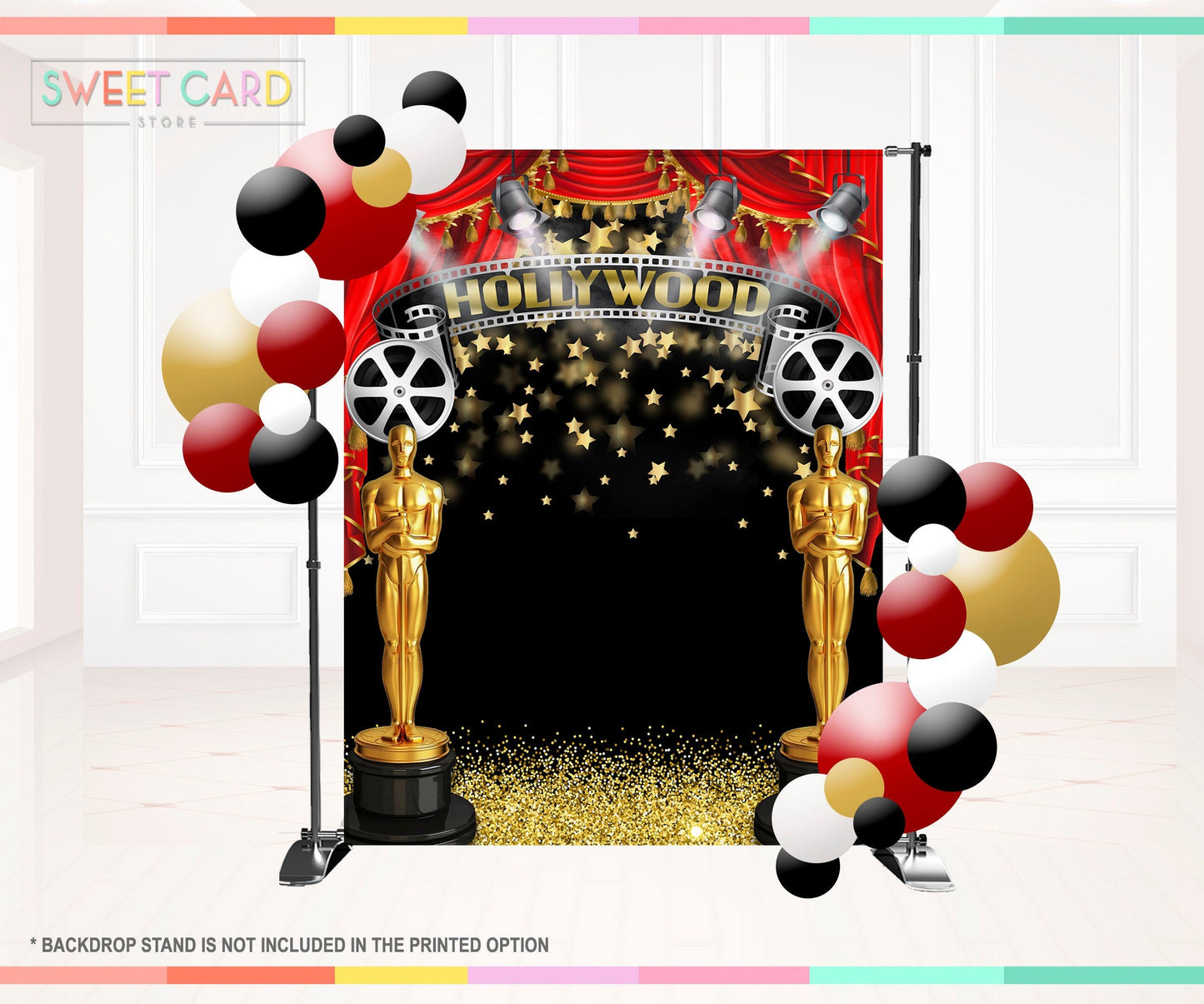 Hollywood Glam Party Backdrop, Hollywood Party Backdrop, Red and gold Party Backdrop, Old Hollywood Party Backdrop, glam Party backdrop