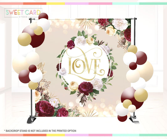LOVE BRIDAL BACKDROP, Engagement bridal wedding backdrop, Engagement floral party decor, flowers Bridal Backdrop, Floral wedding backdrop