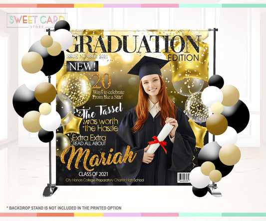 PROM GRADUATION BACKDROP, Prom magazine style Backdrop Banner, Graduation 2023 Background, Prom party Backdrop, graduation 2k23 banner decor