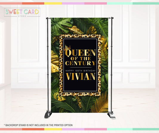 JUNGLE SAFARI BACKDROP, Jungle Greenery Theme birthday backdrop, Jungle Birthday Party, Jungle queen of the century backdrop, Jungle Banner