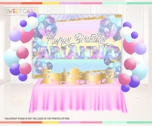 HOLOGRAPHIC BIRTHDAY BACKDROP | Holo Balloons backdrop | iridescent backdrop | holographic banner decor | holo silver birthday party decor