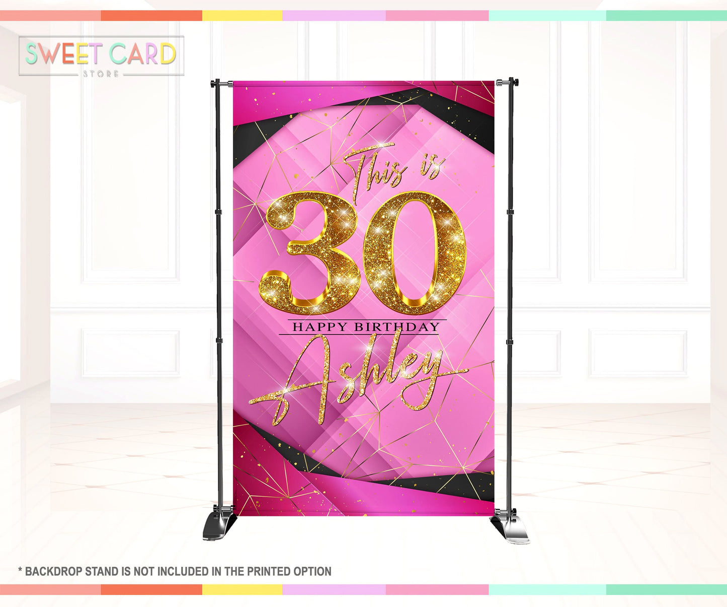 30 shades of pink birthday backdrop, 20th 30th 40th birthday backdrop, pink black glitter backdrop, sweet 16 pink backdrop glitter banner