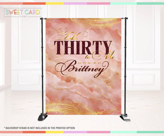 Talk Thirty to me birthday backdrop, 20th 30th 40th birthday backdrop, blush thirty glitter backdrop sweet 16 marble backdrop glitter banner