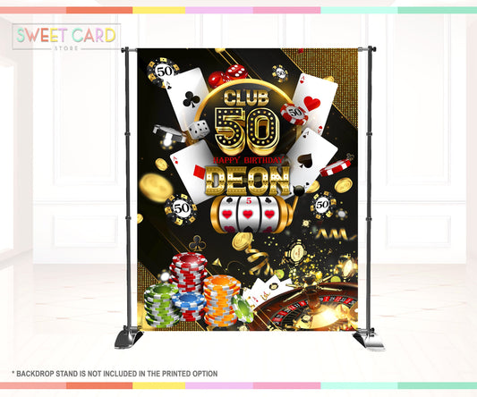 CASINO VEGAS BACKDROP, casino party backdrop, casino birthday backdrop, casino banner decor, casino backdrop 50th 40th 60th