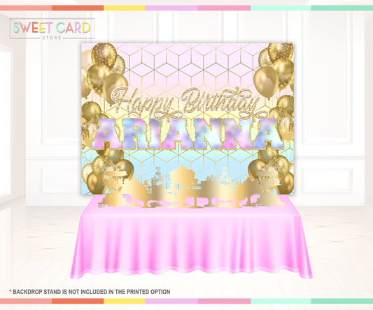 HOLOGRAPHIC BIRTHDAY BACKDROP | Holo Balloons backdrop | iridescent backdrop | holographic banner decor | holo gold birthday party decor