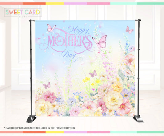 Floral glitter Mother's Day backdrop, Spring Flowers floral backdrop, Butterflies floral Backdrop, Glam birthday bridal anniversary banner