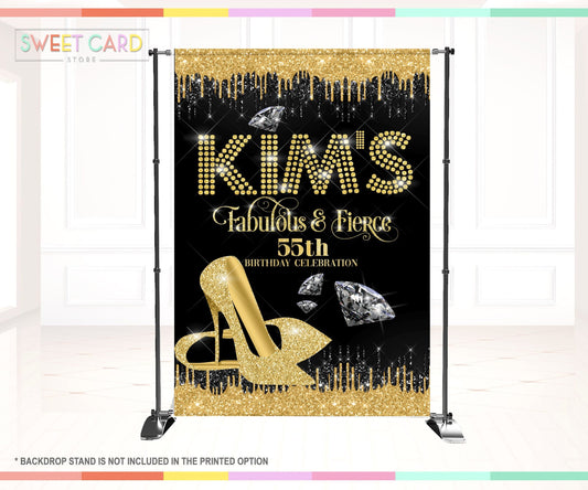 High Heels pearls diamonds birthday backdrop, Heels and pearls backdrop, Glam Backdrop, Glam Birthday backdrop, Heels pearls banner