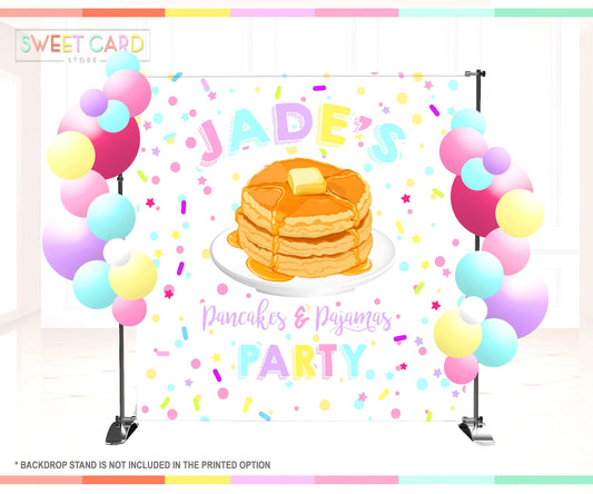 PANCAKES PAJAMAS BACKDROP, pancakes hotcakes pajamas party decor, sprinkles backdrop decor, party backdrop, waffles birthday banner decor