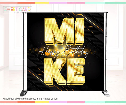 50th Birthday Blackgold Party Backdrop, 40th Birthday Backdrop, 30th Black gold banner, Man Party Backdrop, Happy Birthday Backdrop Banner