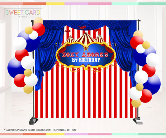 Circus Tent Printable Party Backdrop, Circus Party Backdrop, Circus fair Carnival Backdrop, Circus Banner, Circus Photo Backdrop, Fair decor