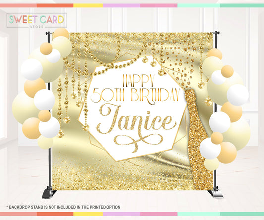 Golden Diamonds Backdrop 75th birthday, 50th birthday backdrop, diamonds backdrop, champagne gold backdrop elegant luxury backdrop decor