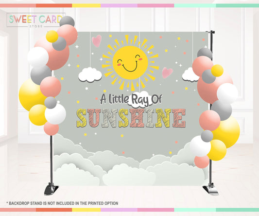 SUNSHINE BIRTHDAY BACKDROP, Ray of sunshine backdrop, Sun Clouds backdrop decor, Sunshine birthday party, Sun Clouds baby shower banner