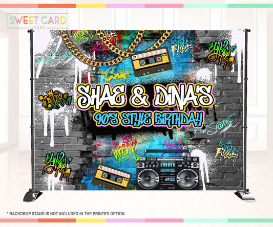 80's 90's Graffiti Party Backdrop, 90s retro Backdrop, Retro Backdrop, graffiti backdrop, 80s Backdrop, urban Legit Backdrop, boombox banner