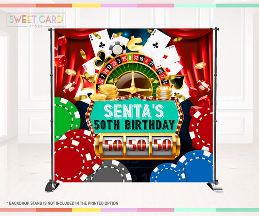 CASINO VEGAS BACKDROP. casino party backdrop, casino birthday backdrop, casino banner decor, casino backdrop 50th 40th 60th