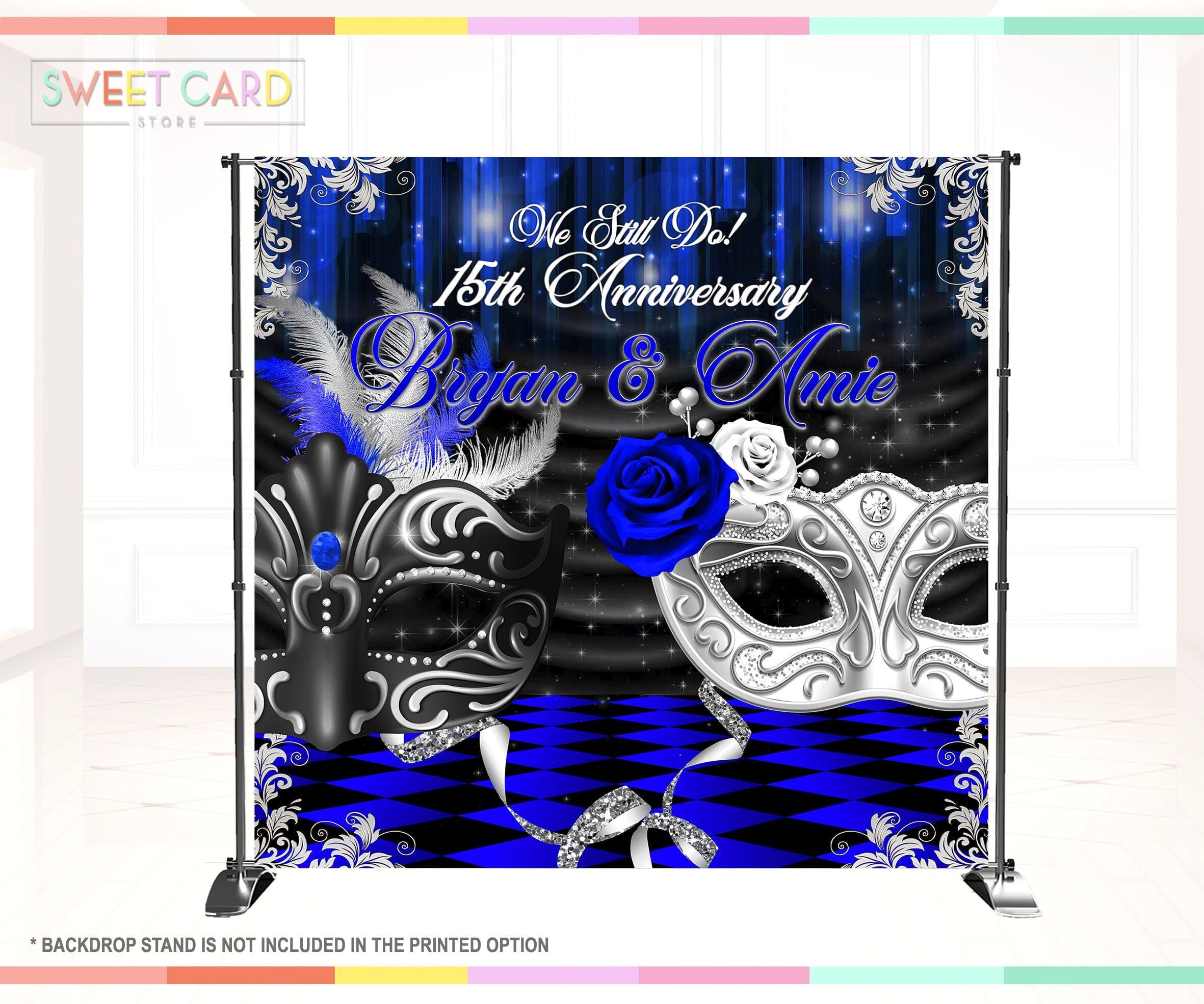 Masquerade Prom Backdrop masquerade backdrop, black blue masquerade, Glitter masquerade, masque ...