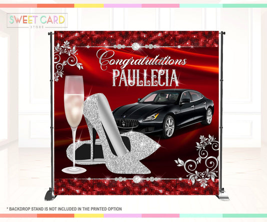 High Heels champagne diamonds birthday backdrop, Heels and champagne backdrop, Glam Backdrop, Glam Birthday backdrop, Heels champagne banner