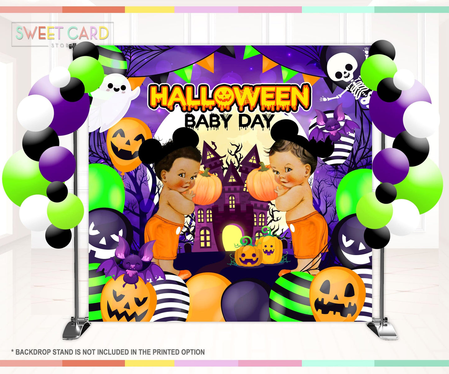 HALLOWEEN PARTY BACKDROP | Halloween party decor banner | haunted mansion backdrop | skeleton backdrop | trick or treat baby shower backdrop