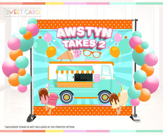 Ice Cream Truck Party Backdrop, Ice cream Truck photo backdrop, Ice cream Truck Birthday Banner, Ice cream Party Backdrop, Ice cream party