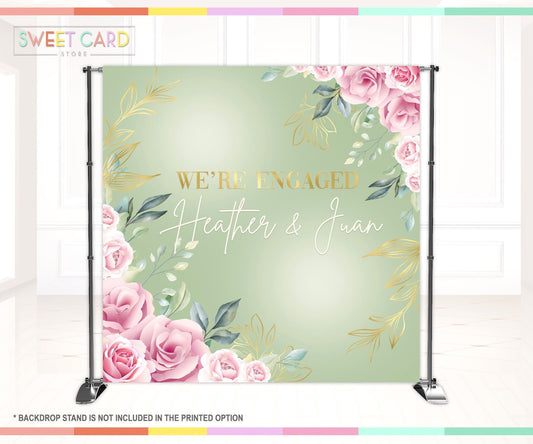 Engagement Floral Printable Backdrop, Engagement photo backdrop, Engagement party decor, flowers Bridal Backdrop, Floral backdrop, Bridal