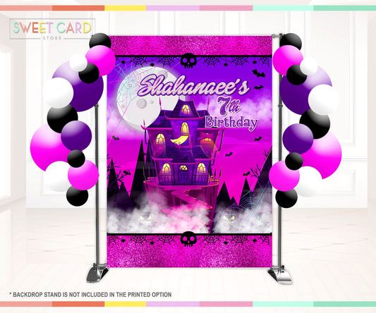 HALLOWEEN PARTY BACKDROP | Halloween party decor banner | haunted mansion backdrop | skeleton backdrop | trick or treat baby shower backdrop