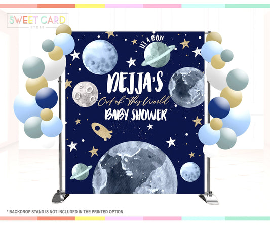 Astronaut Outer space backdrop, outer space backdrop decor, Astronaut birthday party, Oute of this world planets galaxy baby shower backdrop