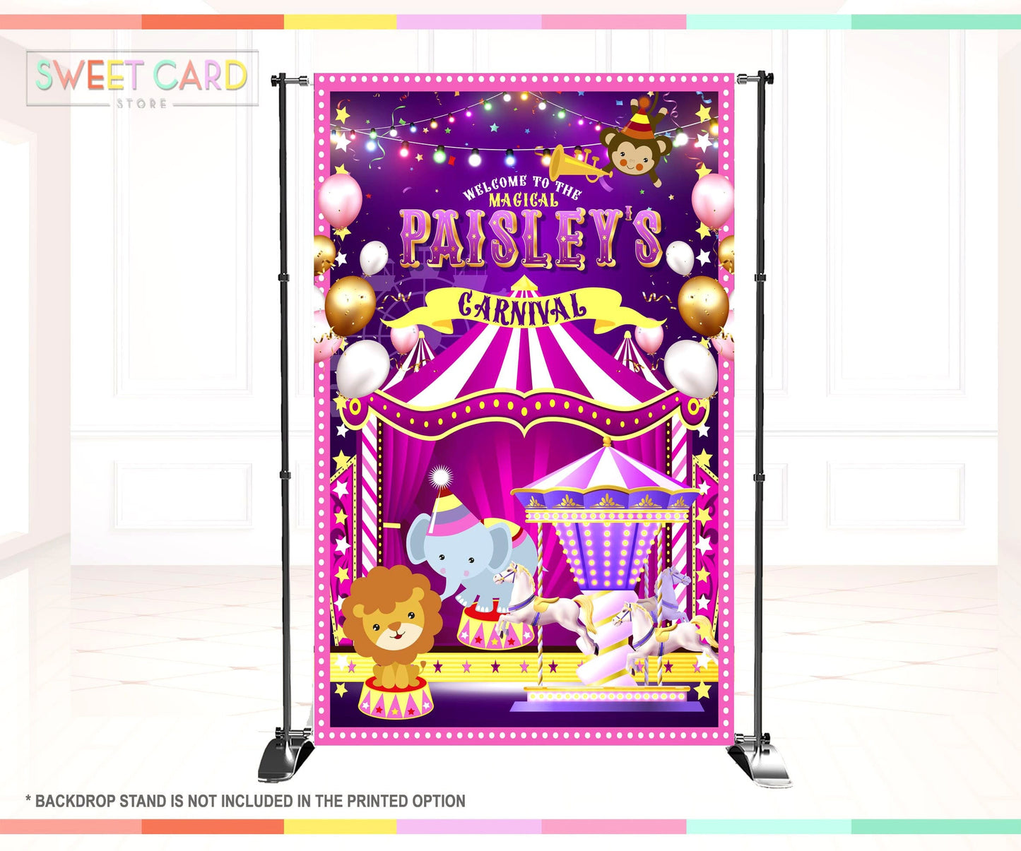 Pink purple Carnival Circus Printable Backdrop, Welcome Carnival BAckdrop, Pink Circus Backdrop, Carnival Circus Banner. Circus Backdrop,