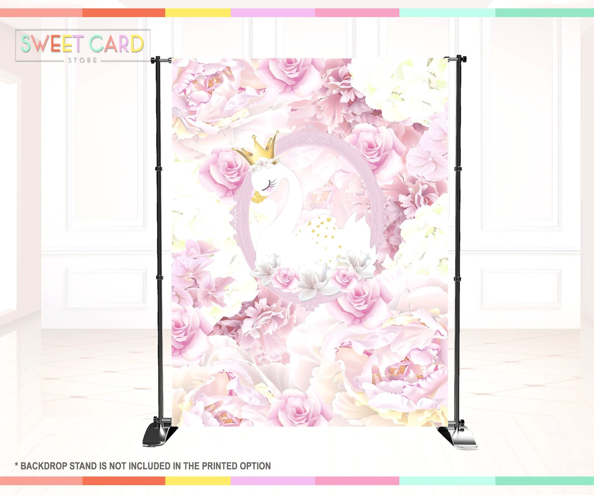 Princess Swan Backdrop, Princess swan banner, crown swan backdrop, Swa ...