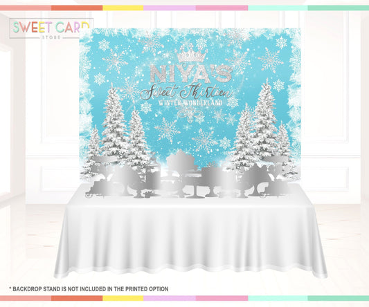 Winter Wonderland Snowflakes party backdrop, Winter Onederland Backdrop, Winter Snow sweet 16 Snowflakes backdrop, winter wonderland decor
