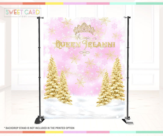 Winter Wonderland Snowflakes party backdrop, Winter Onederland Backdrop, Winter Trees Baby shower backdrop, winter wonderland baby Shower