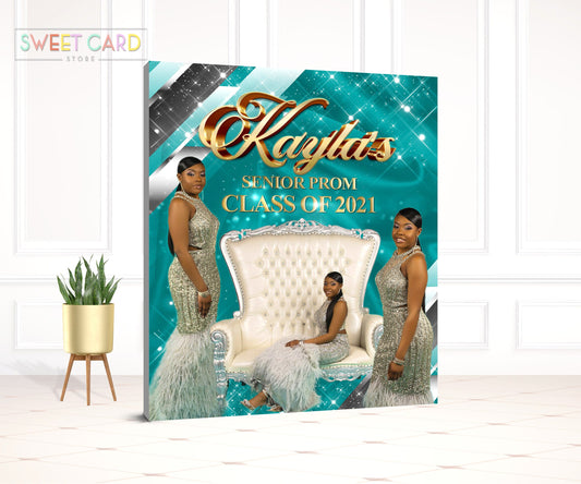 Prom teal gold elegant Backdrop, Prom Elegant Backdrop, Prom decor, Prom party Backdrop, 2k23 Backdrop, Prom 2023, class of 2023 Graduation