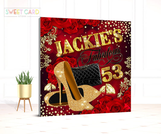 High Heels champagne diamonds birthday backdrop, Heels and champagne backdrop, Glam Backdrop, Glam Birthday backdrop, Heels champagne roses