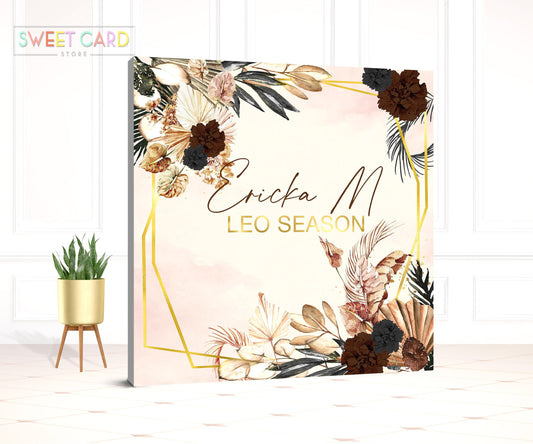 BOHO PAMPAS BACKDROP, Boho bohemian pampas grass birthday backdrop, Bridal shower backdrop, Floral nudes pampas fox tail banner backdrop