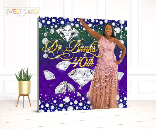 50th diamonds Backdrop, Elegant Backdrop, diamonds 40th 50th 60th Backdrop, glam backdrop, 30th 40th 50th 60th backdrop, birthday banner