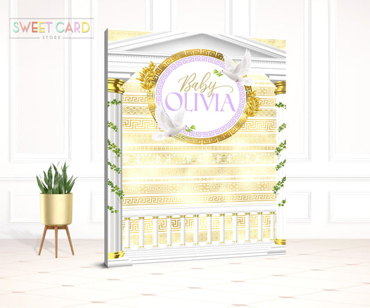 GREEK Baby Shower Backdrop, Greek goddess Party Backdrop, Greek prince Printable Party Backdrop, Greek leaves baby shower Printable banner