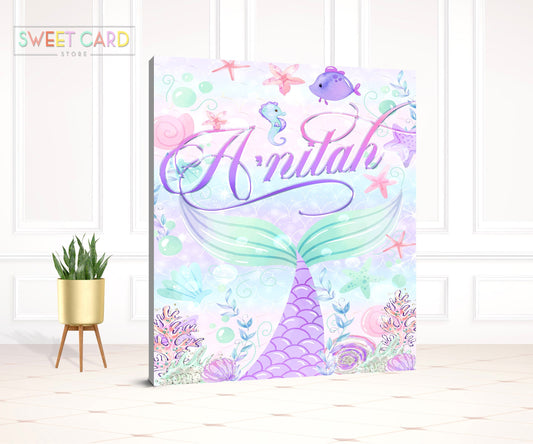 MERMAID BACKDROP, Under the sea mermaid tail backdrop, underwater bubbles backdrop, under the sea mermaid fishes backdrop banner