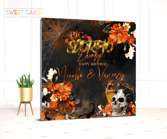 SKULL FLORAL BACKDROP | skull backdrop halloween backdrop | Scorpio backdrop | Poison backdrop | Halloween party decor | terror backdrop