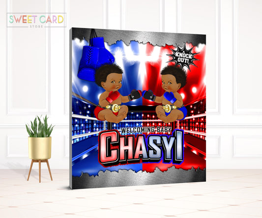 BABY BOXER BACKDROP, Boxer Gender Reveal Backdrop, it's a boy Baby shower, Boxing theme Baby Shower Backdrop, Little Champ Baby Shower decor