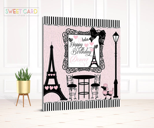 Paris Eiffel Tower Backdrop, Eiffel Tower Paris backdrop, Eiffel tower paris banner, Eiffel Tower French poodle background, Paris Party