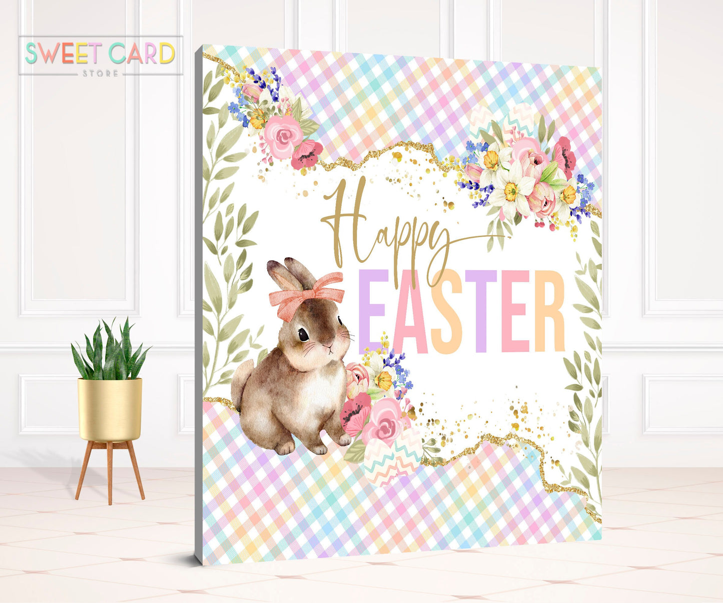 EASTER BABY SHOWER, Easter baby shower backdrop, floral bunnies backdrop, cute baby shower backdrop, Bunny baby shower backdrop party decor