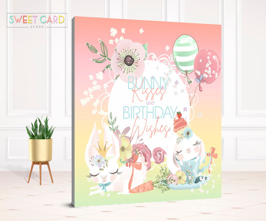 EASTER BABY SHOWER, Easter baby shower backdrop, floral bunnies backdrop, cute baby shower backdrop, Bunny baby shower backdrop party decor