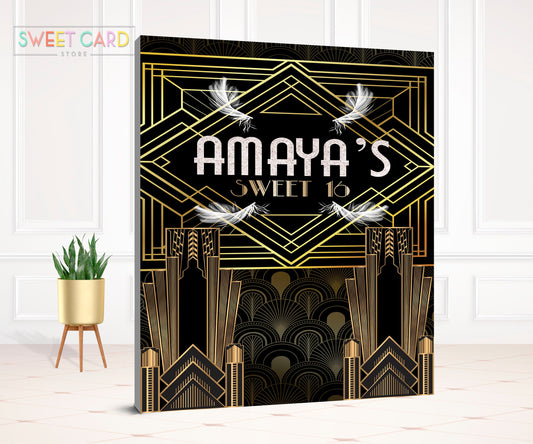 ART DECO BACKDROP, roaring 20's Birthday Backdrop, gatsby inspired backdrop, Retro 20's backdrop decor, gatsby backdrop decor, art deco prom