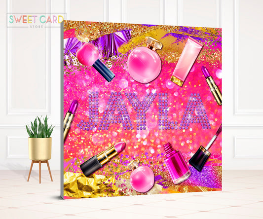 Makeup Glam Digital Printable party backdrop, Glam Party Backdrop, Heels Make-up backdrop, Girl Printed backdrop, Girly make up backdrop