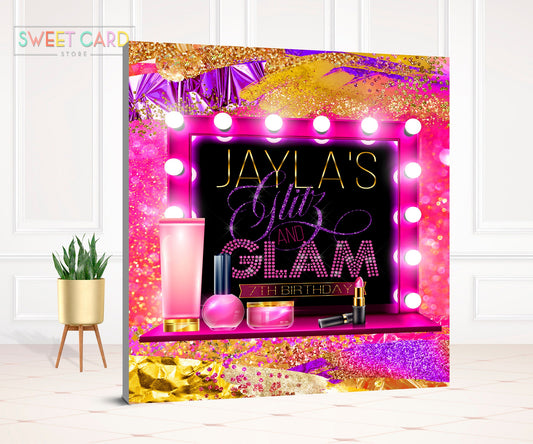 Makeup Glam Digital Printable party backdrop, Glam Party Backdrop, Heels Make-up backdrop, Girl Printed backdrop, Girly make up backdrop