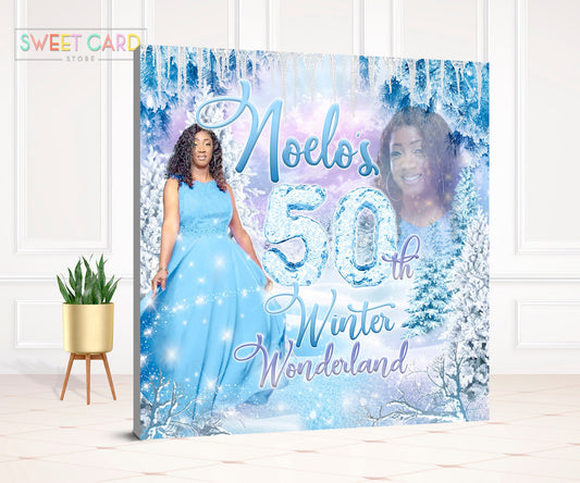 Winter Wonderland Snowflakes party backdrop, Winter Onederland Backdrop, Winter Snow sweet 16 Snowflakes backdrop, winter wonderland decor