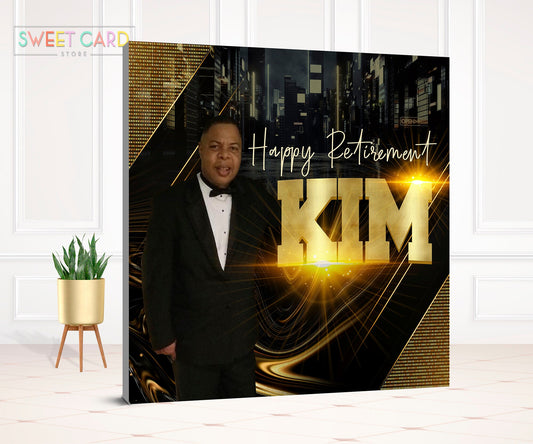 50th Birthday Blackgold Party Backdrop, retirement Backdrop, 30th Black gold banner, Man Party Backdrop, Happy Birthday Backdrop Banner